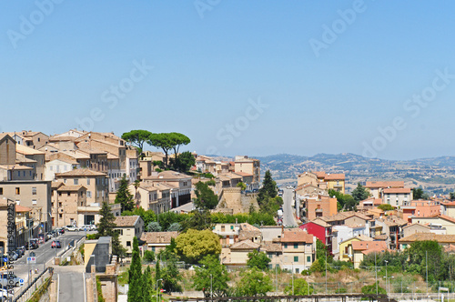 Print op canvas Recanati, panorama del villaggio - Marche