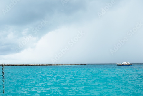 The monsoon season of Rasdhoo  with heavy gray cloud and rain  Maldives.