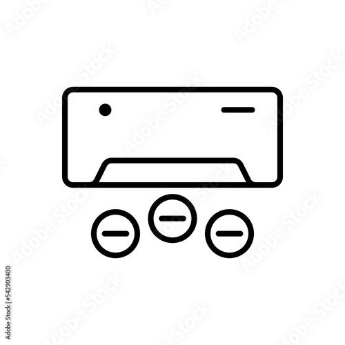 Conditioner line icon. Air conditioning, Air filtration, cold, heat, virus, fan, propeller, thermometer, etc. Fresh air concept. Vector black line icon on white background