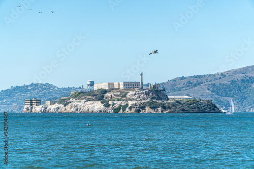 San Francisco, CA, USA - September 3, 2022: Alcatraz Island seen from Pier 39