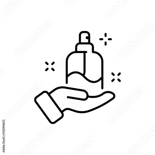 Liquid soap line icon. Care product, beauty, neat, shampoo, clean, bottle, dispenser. Fixture concept. Vector line icon for Business and Advertising