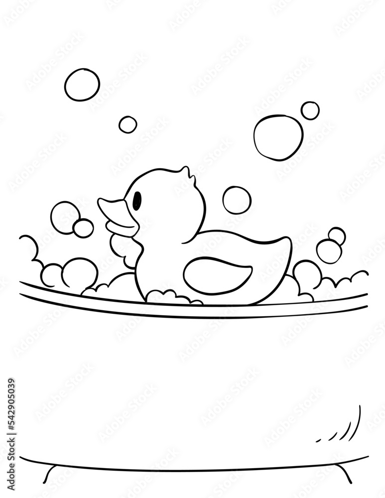 Rubber Duck Isolated Coloring Page for Kids Stock Vector | Adobe Stock
