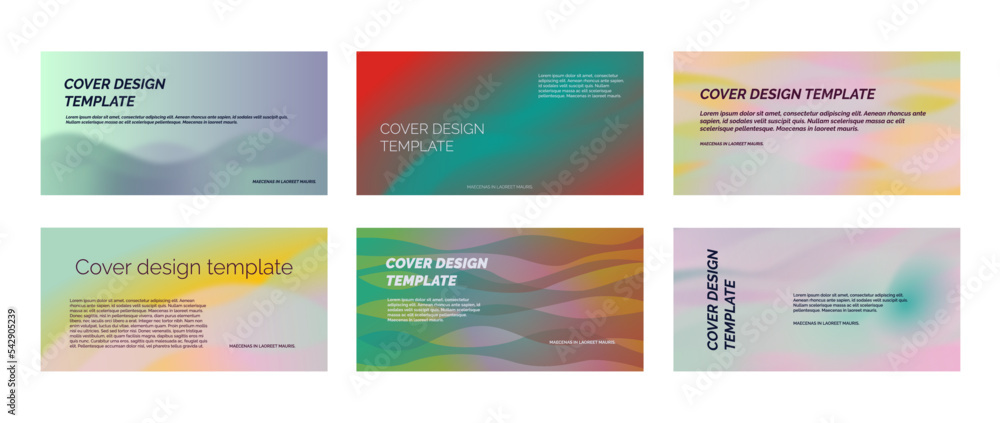 Recurso de portadas o carteles horizontales con degradados para identidad corporativa, branding, publicidad en redes sociales, promoción. Plantilla de diseño con degradado de fluido y dinámico