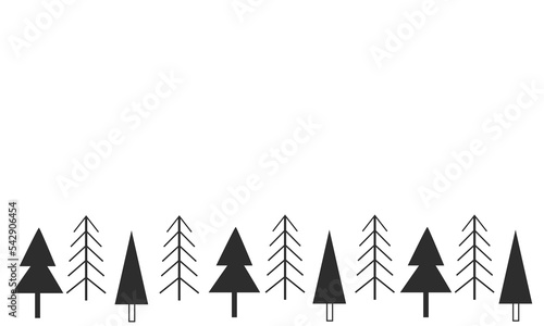 Vector background with Christmas trees rand copy space. Winter frame. 