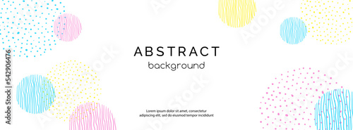 Abstract long minimalistic white background with dotted circles. Facebook banner tamplate, web header