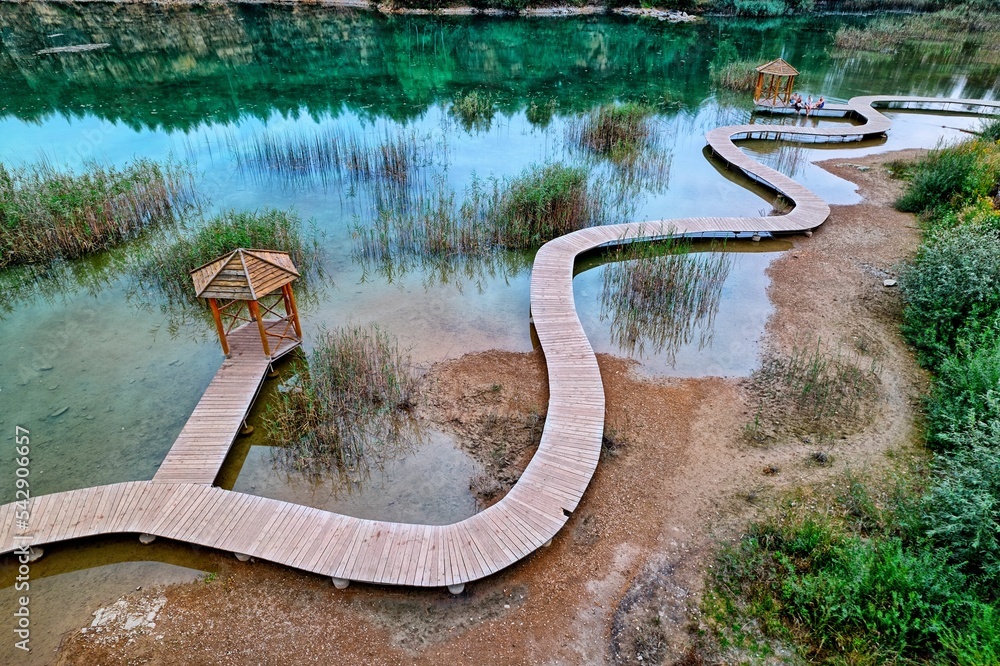 The famous footbridge - Maldives in Jaworzno. Open-pit mine, quarry.