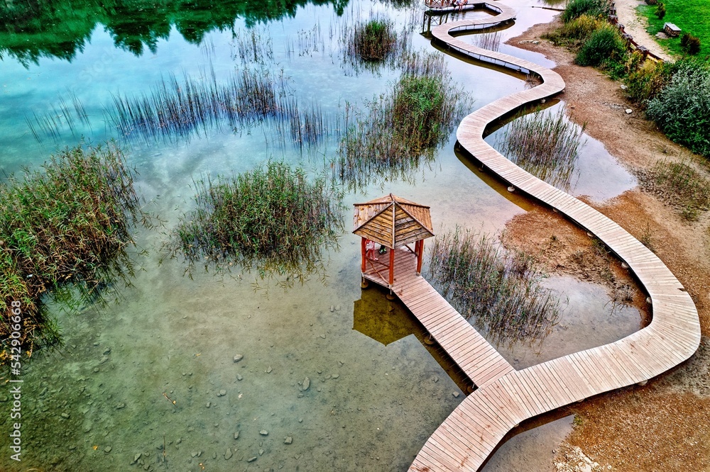 The famous footbridge - Maldives in Jaworzno. Open-pit mine, quarry.