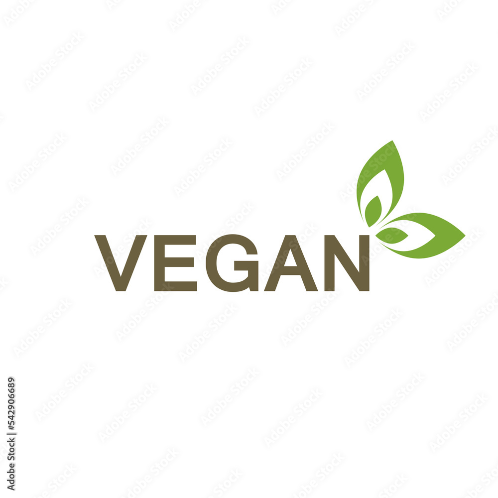 Fototapeta premium Vegan diet logo with leaf icon isolated on white background