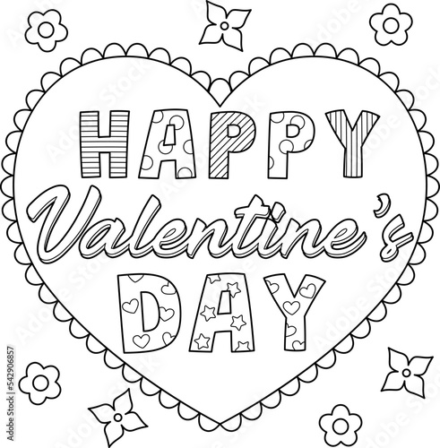 Happy Valentines Day Coloring Page for Kids