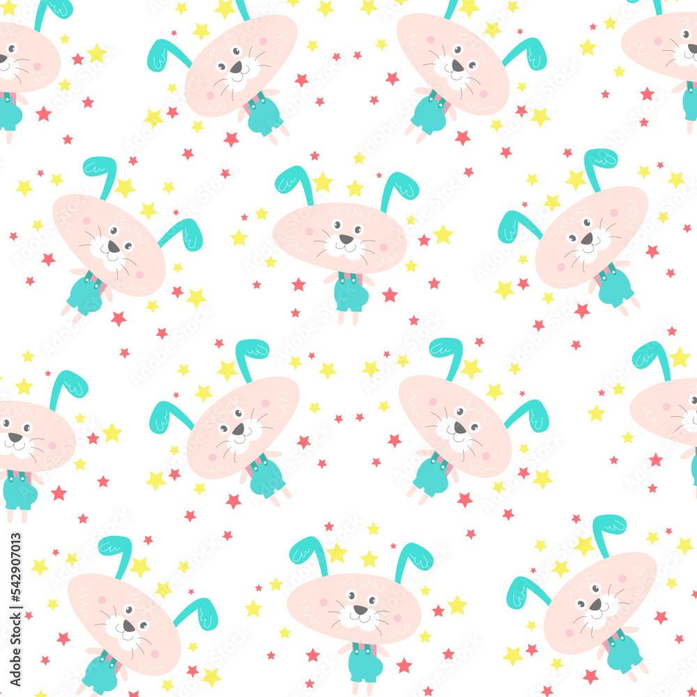 Seamless pattern with cute cartoon animals perfect for wallpaper Seamless pattern with cute cartoon animals perfect for wallpaper