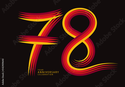 78 years anniversary celebration logotype red line vector, 78th birthday logo, 78 number design, Banner template, logo number elements for invitation card, poster, t-shirt.
