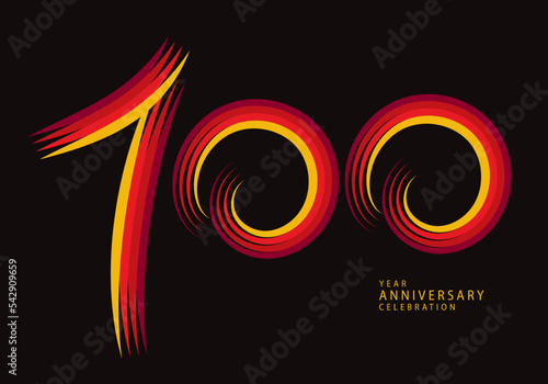 100 years anniversary celebration logotype red line vector, 100th birthday logo, 100 number design, Banner template, logo number elements for invitation card, poster, t-shirt.