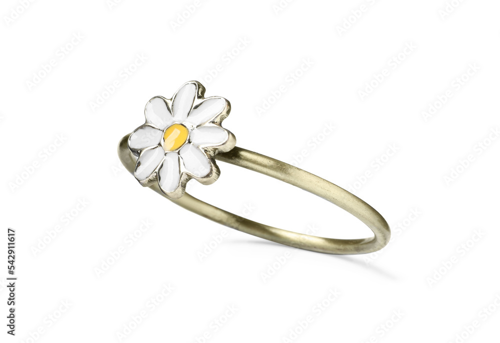 Beautiful decorative ring with flower for table setting isolated on white