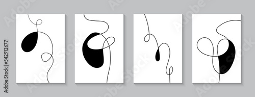 One line minimalist decorative vector posters, wall art, covers. Creative abstract pictures for interior decorations