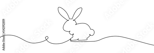 Bunny continuous one line drawing. Rabbit line art . Bunny minimalist.Hand drawn bunny .Rabbit one continuous line drawing.