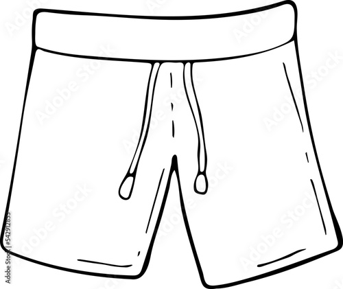Hand drawn sport shorts icon. Vector illustration, doodle style. Sports Equipment.