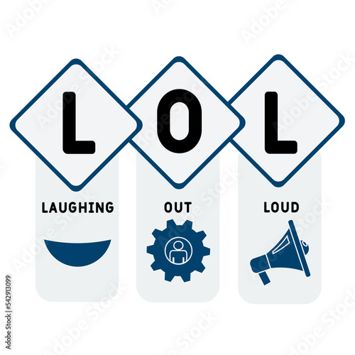 LOL - Laughing Out Loud acronym. business concept background.  vector illustration concept with keywords and icons. lettering illustration with icons for web banner, flyer, landing