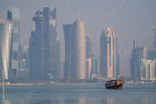 Morning view of Doha city, Qatar, Middle East.
