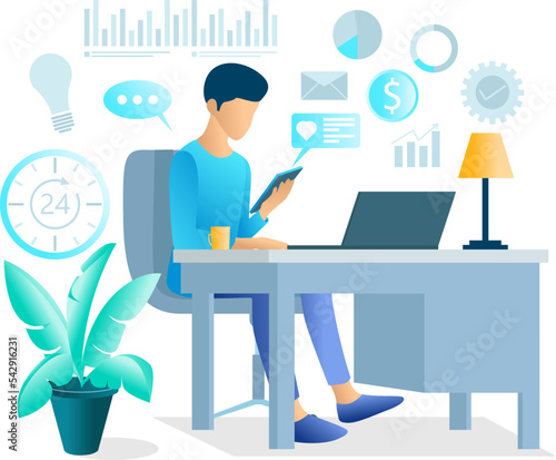 Illustration of discussing with business partners via smartphone Suitable for landing page, flyers, Infographics, And Other Graphic Related Assets-vector
