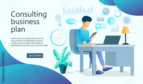 Illustration of discussing with business partners via smartphone Suitable for landing page, flyers, Infographics, And Other Graphic Related Assets-vector