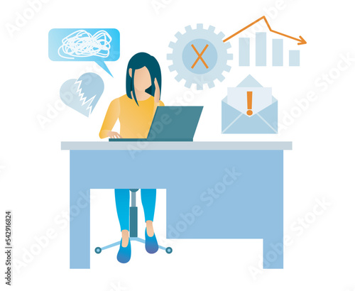 Illustration of sad woman seeing unsuccessful business growth Suitable for landing page, flyers, Infographics, And Other Graphic Related Assets-vector