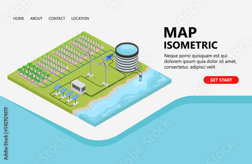 Illustration of an irrigation with banana plants Suitable for landing page, flyers, Infographics, And Other Graphic Related Assets-vector