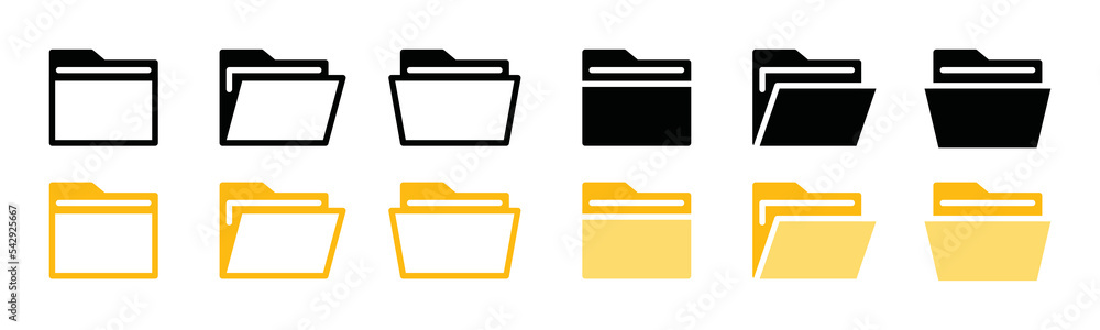 File folder icon vector collection for apps or websites, symbol illustration. Open worksheet sign