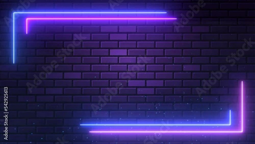 glowing neon lines Abstract background with a neon Frame with empty space for logo or text.Animation on black background loop