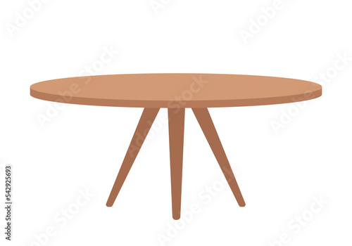 Empty table semi flat color vector object. Editable element. Full sized item on white. Part of house interior simple cartoon style illustration for web graphic design and animation