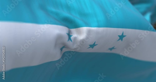 Close-up view of the Honduras national flag waving in the wind photo