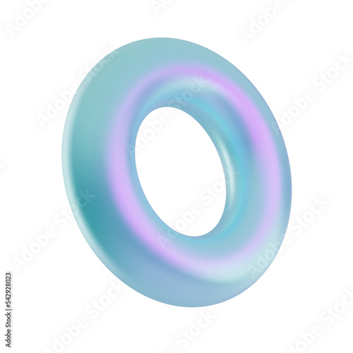 3d glossie futuristic torus in a modern style. A holographic ring is a geometric figure. Round shiny vector icon