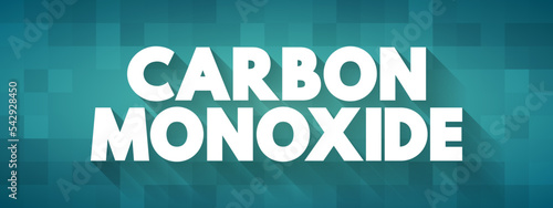 Carbon Monoxide - colorless, highly poisonous, odorless, tasteless, flammable gas that is slightly less dense than air, text concept for presentations and reports