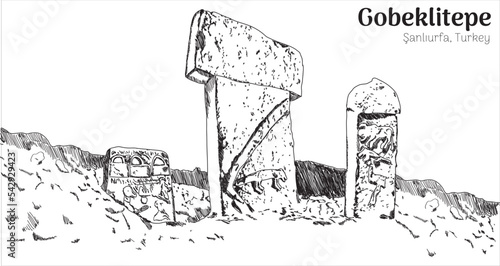 gobekliepe sanliurfa turkey. hand drawing vector illustration	