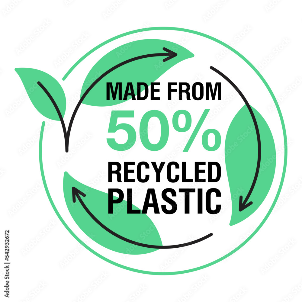 Made from recycled plastic round sticker Made from recycled plastic round sticker