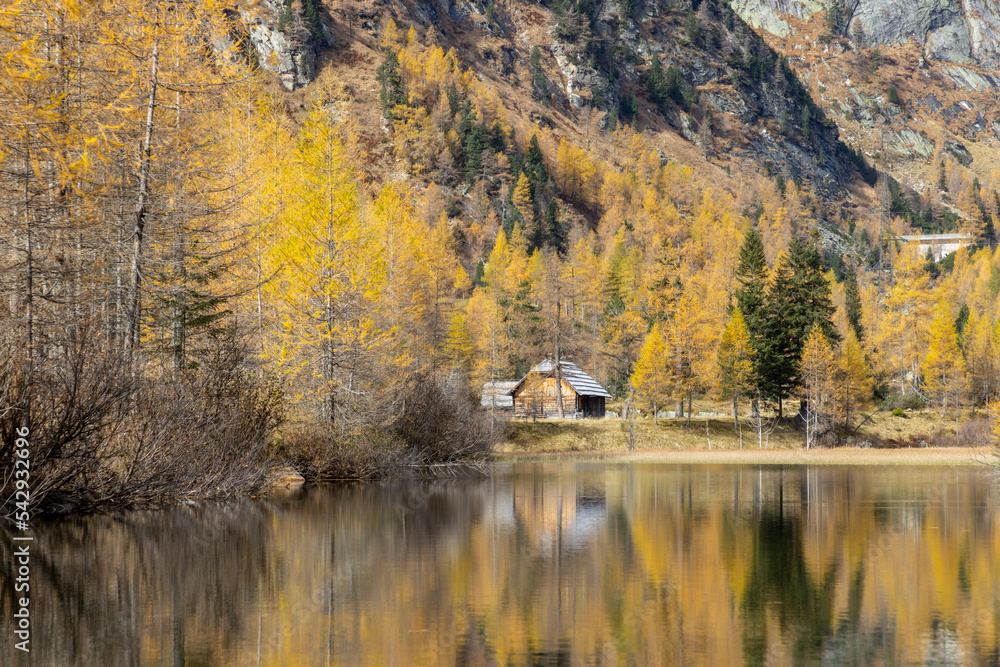 beautiful Maltatal in autum in the Hohe Tauern range, in Municipality Malta, Carinthia, Austria.