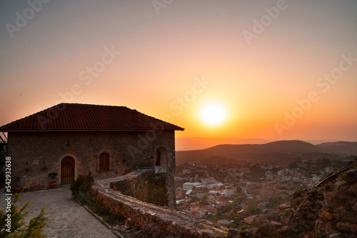 Castle at sunset in Kruje, Albania