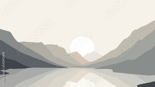 Mountain scenery illustration in flat design style