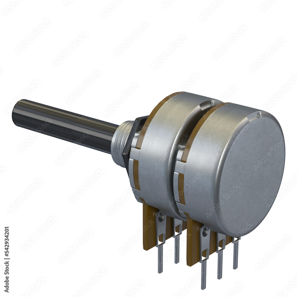 Fotografie 3d rendering illustration of a double potentiometer
