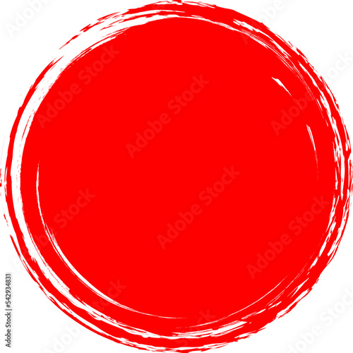 Red brush circle. Round stamp vector isolated on background. Painted red brush circle vector. For grunge badge, seal, ink and stamp design template. Round grunge hand drawn circle shape, vector
