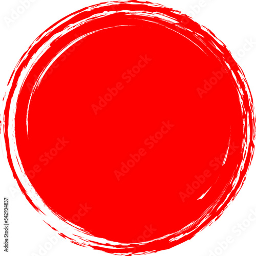 Red brush circle. Round stamp vector isolated on background. Painted red brush circle vector. For grunge badge, seal, ink and stamp design template. Round grunge hand drawn circle shape, vector