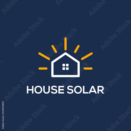 house solar line art logo vector