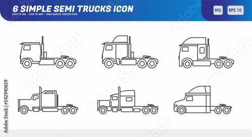 Semi Trucks Trailer and Cabover Icon photo