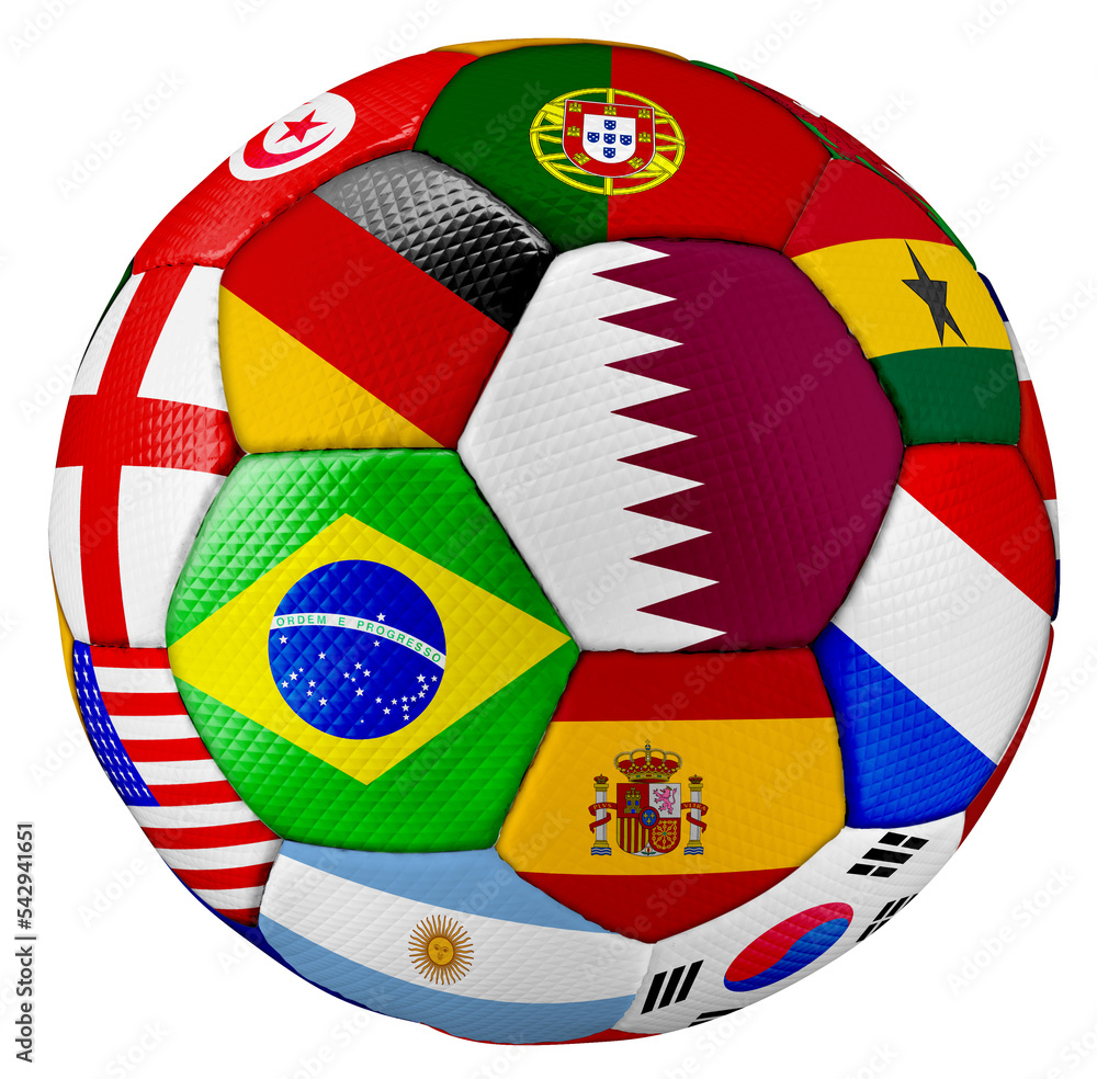 colorfull soccer ball with national flags of many countries worldwide isolated white background. football competition and tournament sport concept colorfull soccer ball with national flags of many countries worldwide isolated white background. football competition and tournament sport concept
