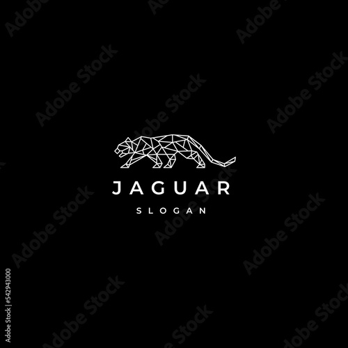 Jaguar line art logo design template