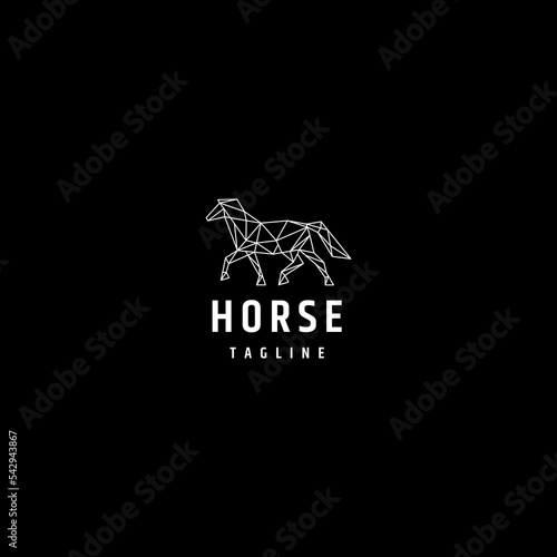 Horse line art logo design template