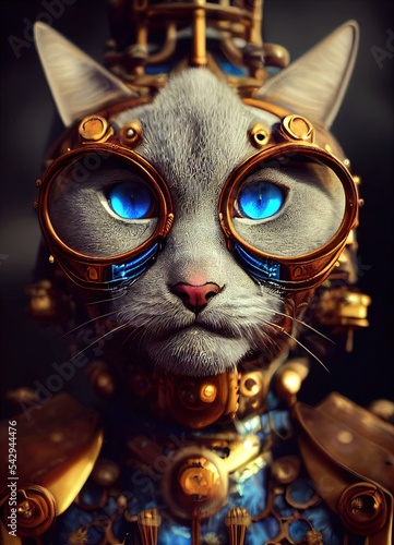 Obraz na płótnie Steampunk cat mage