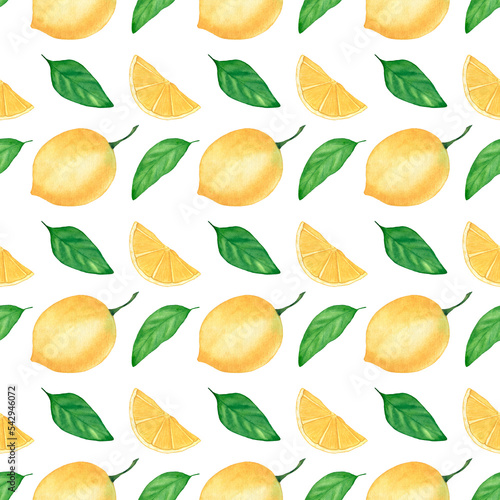 Watercolor seamless pattern with lemons. Botanical illustration. An excellent solution for the design of gift wrapping and textile interior items.