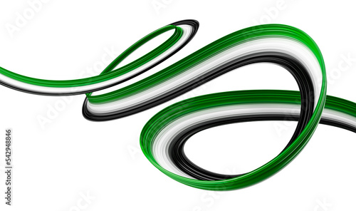 Abstract spiral of Palestine Flag Colors, 3d brush Stroke 3d illustration