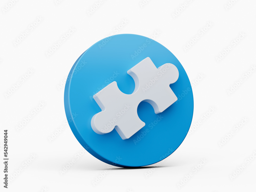 Blue 3D jigsaw puzzle icon on white background 3d illustration Blue 3D jigsaw puzzle icon on white background 3d illustration