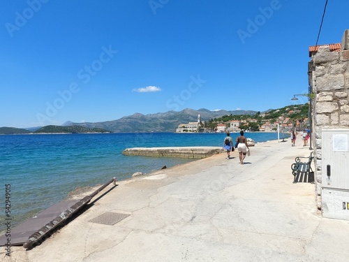 Landscape of the Sipan Island shore in Croatia on a sunny day photo